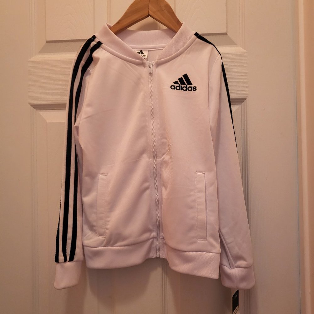 White Addidas jacket (w/tags) Size 7/8